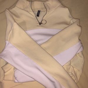 yellow and white crop sweater